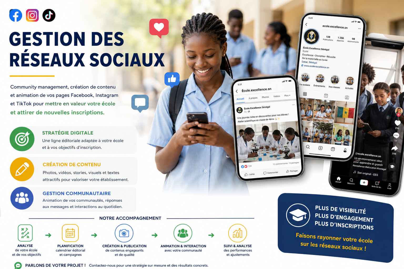 Illustration gestion des réseaux sociaux pour écoles